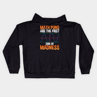 Funny Math Puns Are The First Sine Of Madness Kids Hoodie